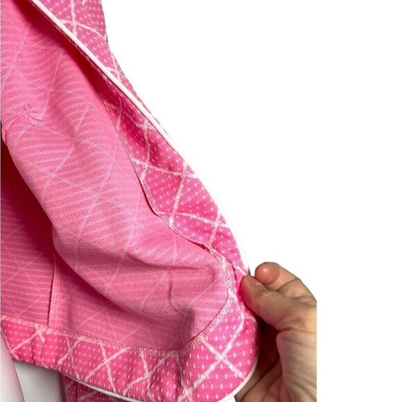 Vintage 1970s Geometric Bubblegum Hot Pink Crop Jacket Medium - Picture 8 of 10